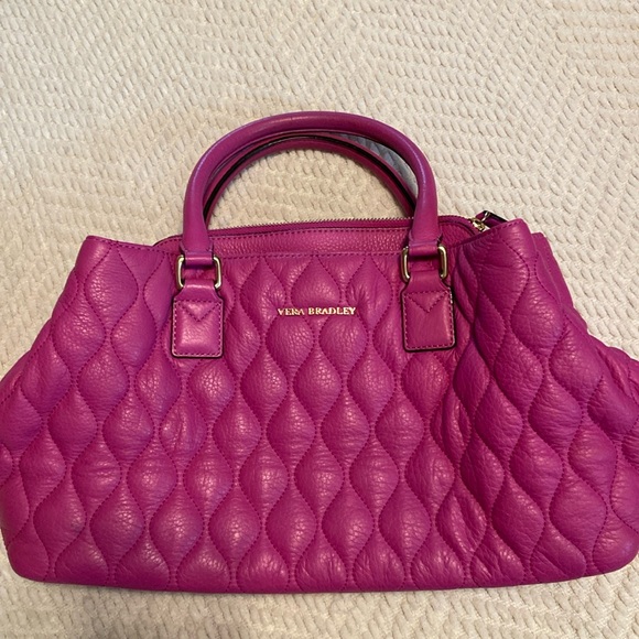 Vera Bradley Quilted Leather Emma Satchel- Fuschia - Picture 1 of 7